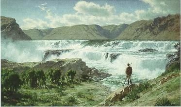 Captain Lewis at the Great Falls of the Missouri by Charles Fritz image. Click for full size.
