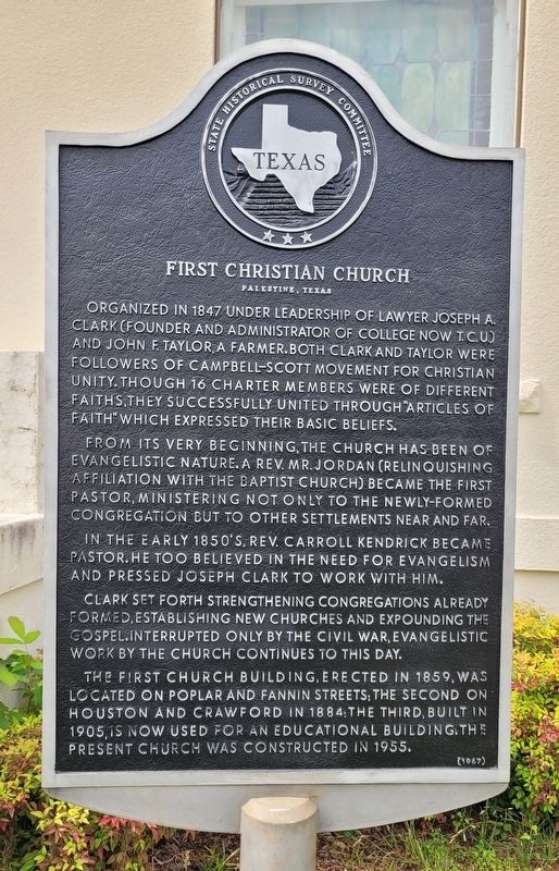 First Christian Church Palestine, Texas Marker image. Click for full size.