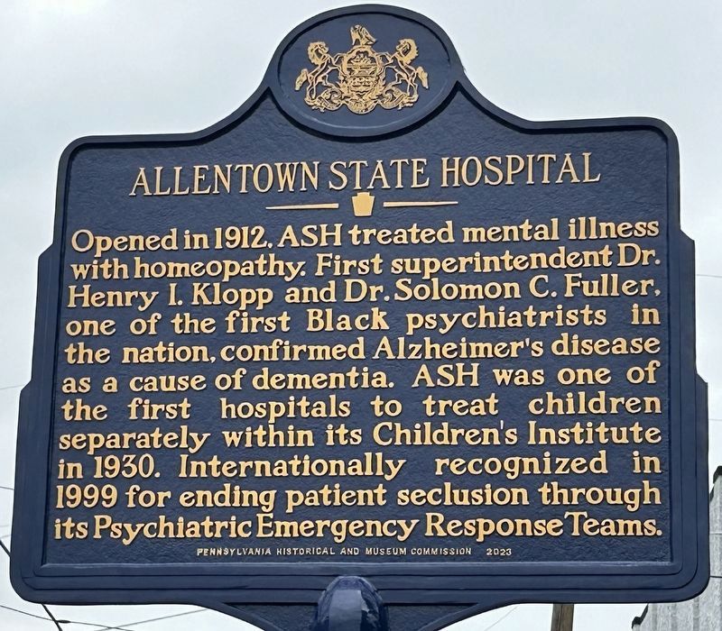 Allentown State Hospital Marker image. Click for full size.