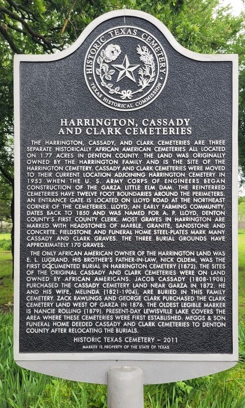Harrington, Cassady and Clark Cemeteries Marker image. Click for full size.