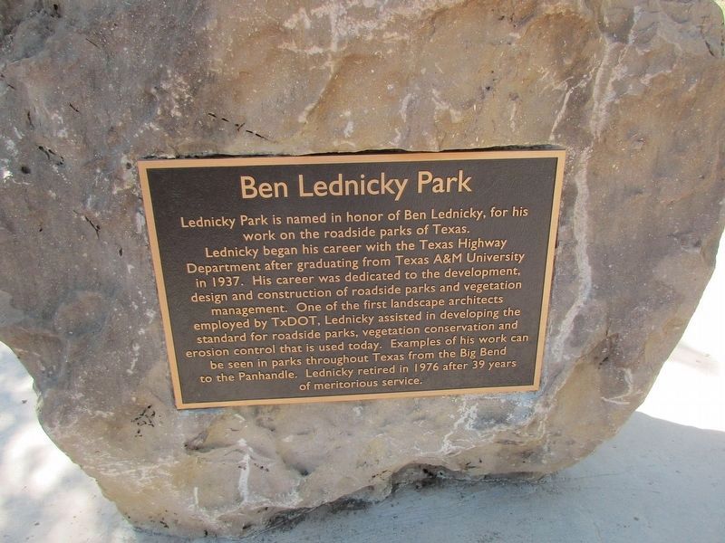 Ben Lednicky Park Marker image. Click for full size.