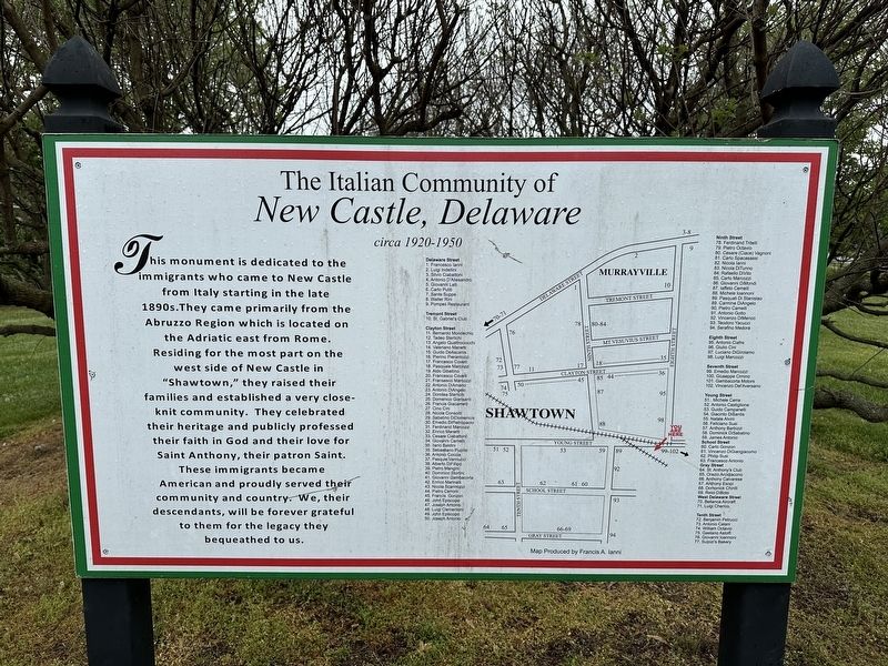 The Italian Community of New Castle, Delaware Marker image. Click for full size.