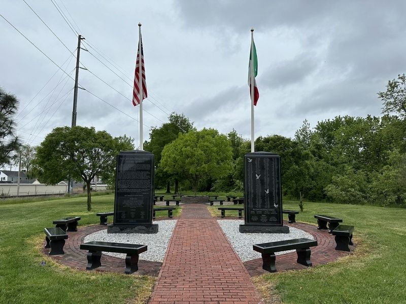 New Castle Italian Immigrant Memorial wide view image. Click for full size.