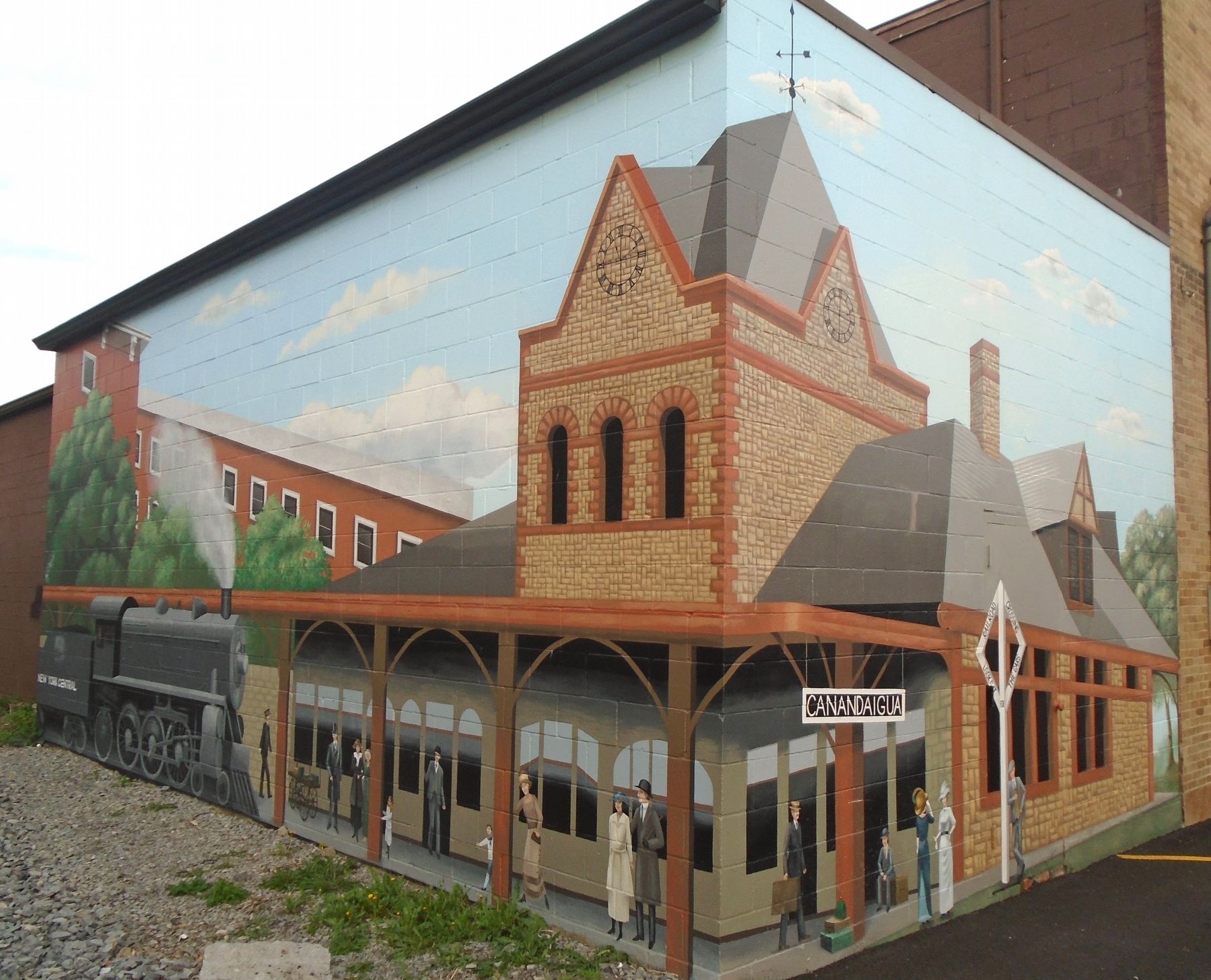 Passenger Depot Mural near The Railroad Marker. Click for full size. Passenger Depot Mural near The Railroad Marker image. Click for full size.