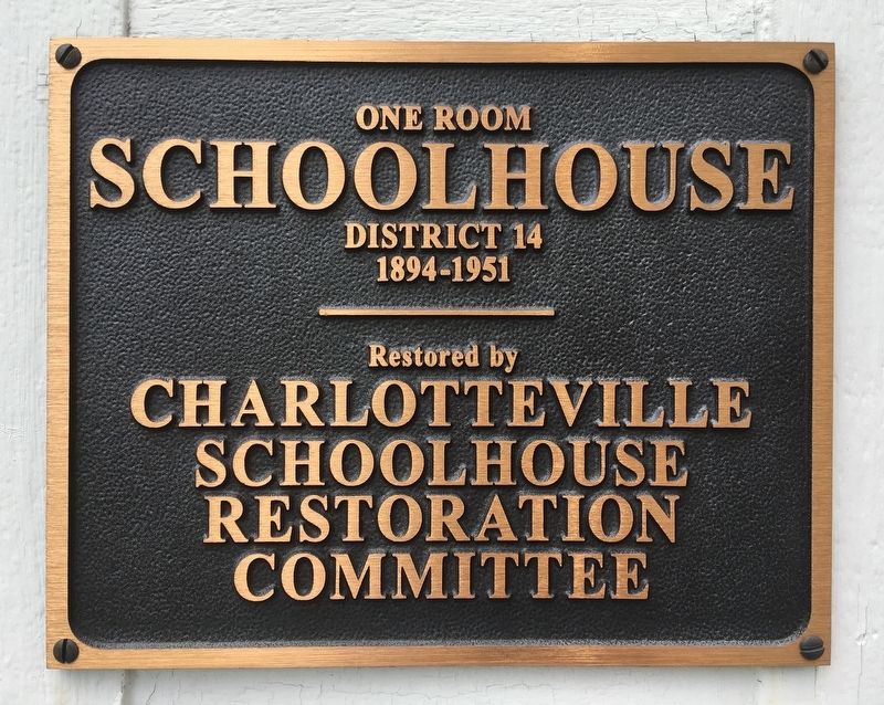 Charlotteville Schoolhouse Marker image. Click for full size.