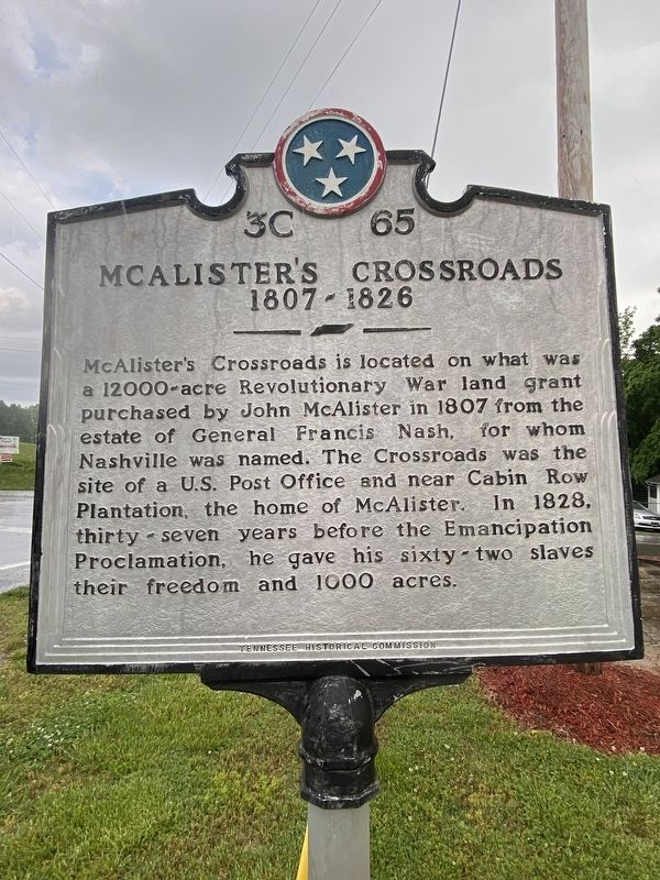 McAlister's Crossroads Marker. Click for full size. McAlister's Crossroads Marker image. Click for full size.