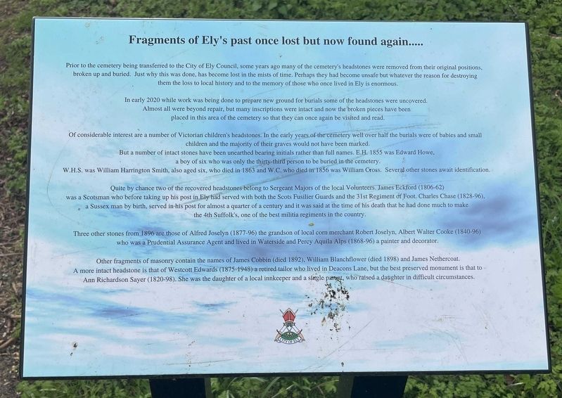 Ely Cemetery Marker. Click for full size. Ely Cemetery Marker image. Click for full size.