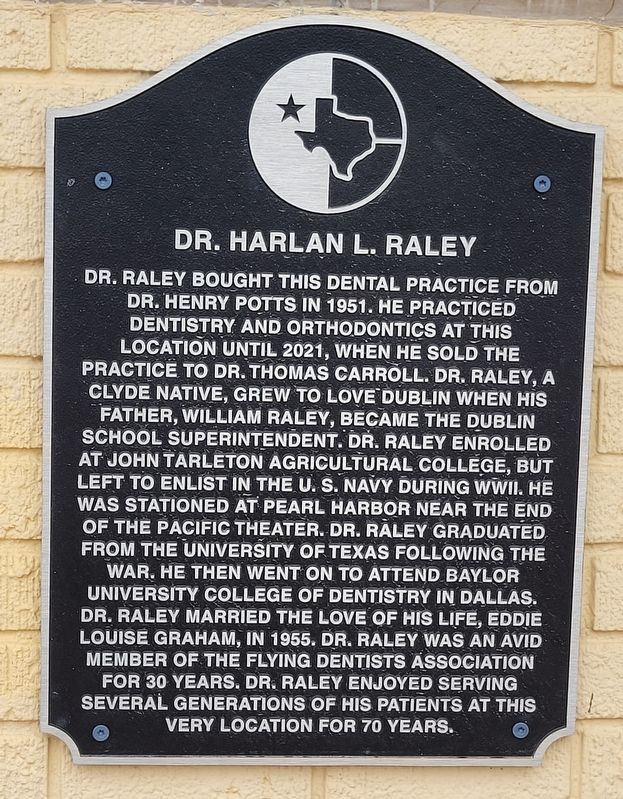 Dr. Harlan L. Raley Marker image. Click for full size.