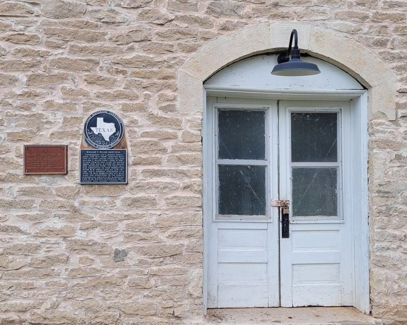 The entrance to the William T. Miller Grist Mill with DAR and THC markers image. Click for full size.