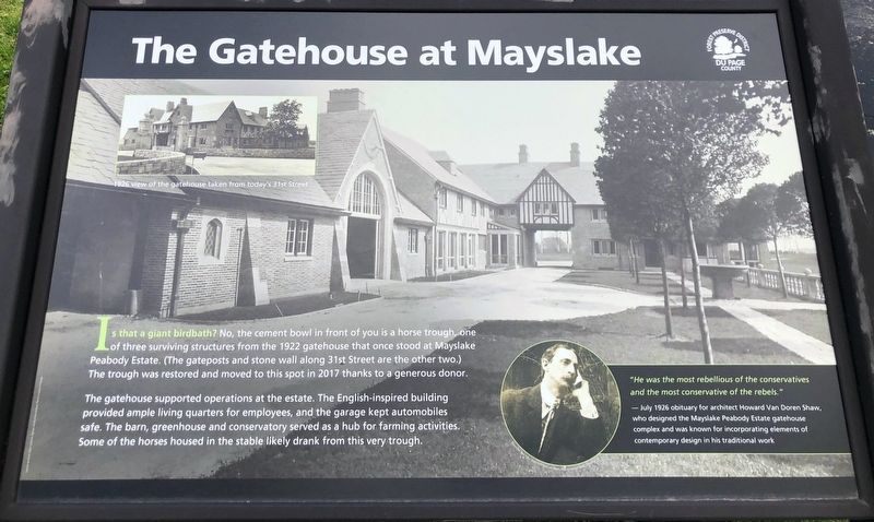 The Gatehouse at Mayslake Marker. Click for full size. The Gatehouse at Mayslake Marker image. Click for full size.