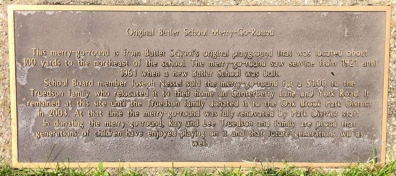 Original Butler School Merry-Go-Round Marker. Click for full size. Original Butler School Merry-Go-Round Marker image. Click for full size.