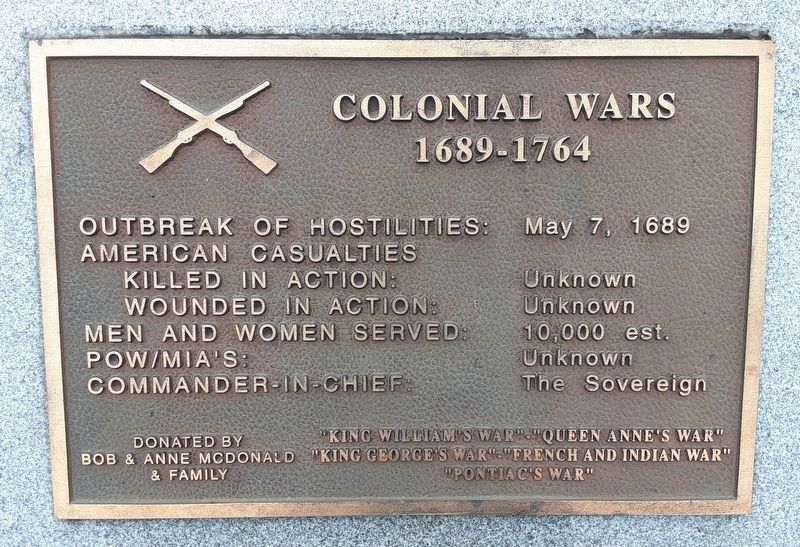 Trail of Remembrance Colonial Wars Marker. Click for full size. Trail of Remembrance Colonial Wars Marker image. Click for full size.