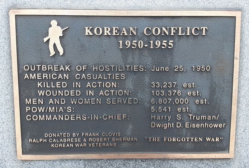 Trail of Remembrance Korean Conflict Marker. Click for full size. Trail of Remembrance Korean Conflict Marker image. Click for full size.