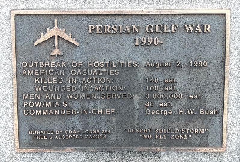 Trail of Remembrance Persian Gulf War Marker. Click for full size. Trail of Remembrance Persian Gulf War Marker image. Click for full size.
