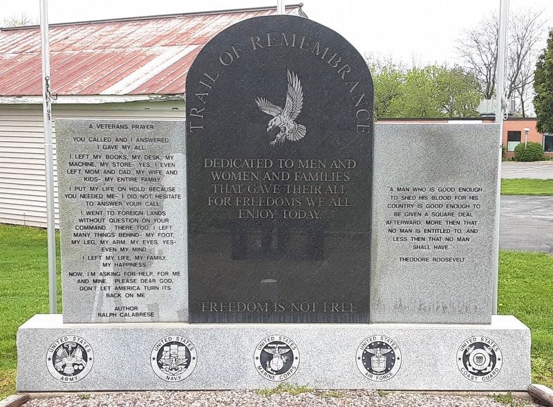 Trail of Remembrance Veterans Memorial Dedication. Click for full size. Trail of Remembrance Veterans Memorial Dedication image. Click for full size.