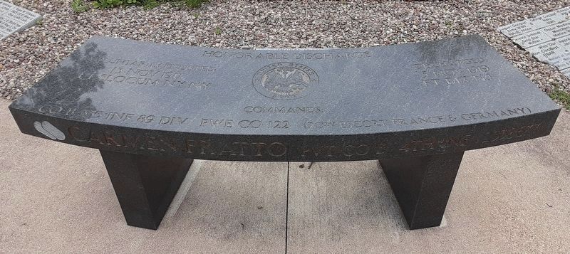 Carmen Fratto Memorial Bench Along The Trail of Remembrance. Click for full size. Carmen Fratto Memorial Bench Along The Trail of Remembrance image. Click for full size.