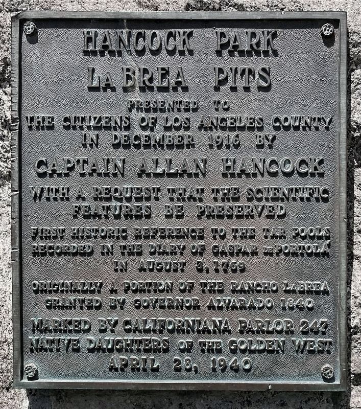 Hancock Park Marker image. Click for full size.