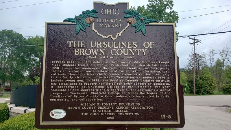 The Ursulines of Brown County Marker image. Click for full size.