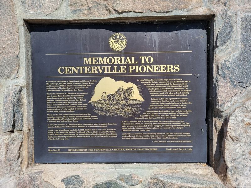 Memorial to Centerville Pioneers Marker image. Click for full size.