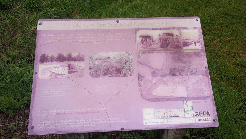 Solomon Run Low-Head Dam Removal Marker. Click for full size. Solomon Run Low-Head Dam Removal Marker image. Click for full size.