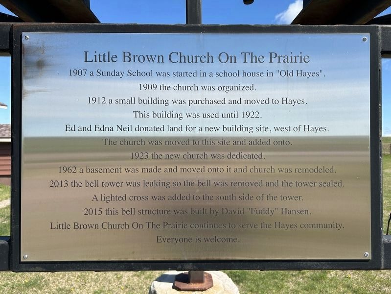 Little Brown Church On The Prairie Marker image. Click for full size.