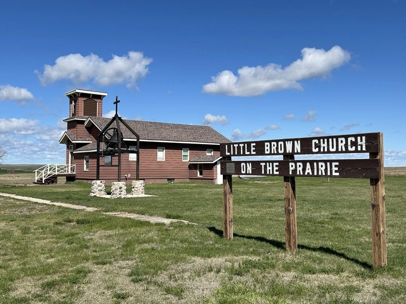 Little Brown Church On The Prairie & Marker image. Click for full size.