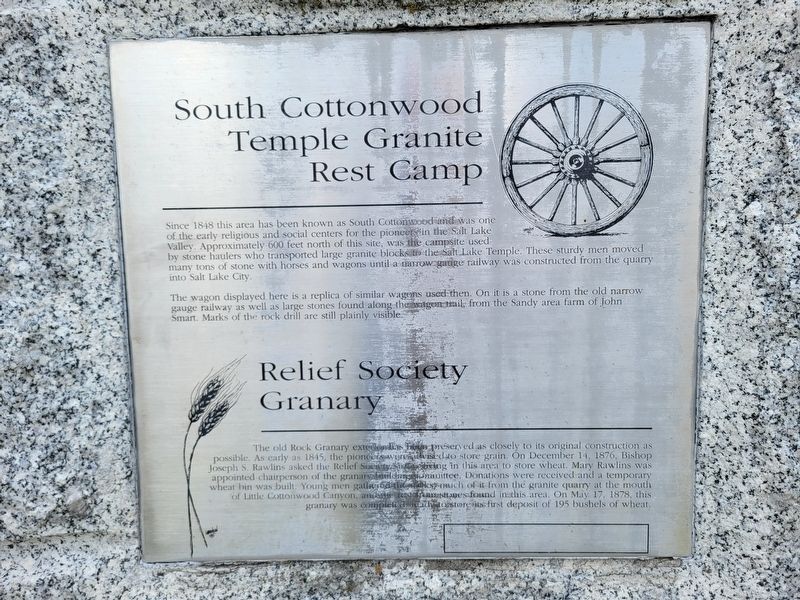 South Cottonwood Temple Granite Rest Camp Marker image. Click for full size.