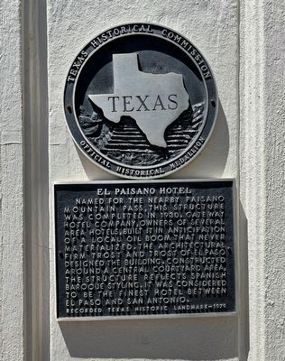 El Paisano Hotel Marker. Click for full size. El Paisano Hotel Marker image. Click for full size.
