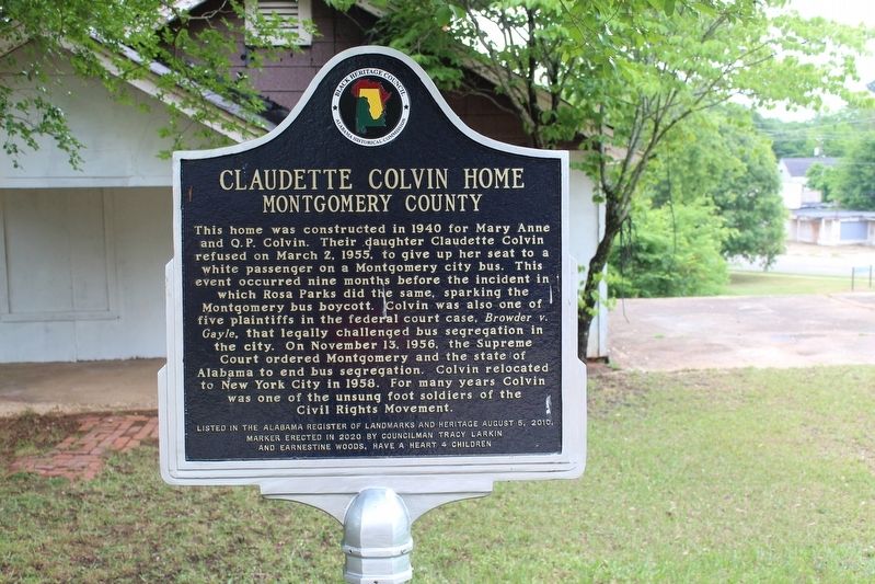 Claudette Colvin Home Marker image. Click for full size.