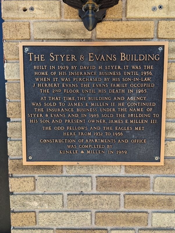 The Styer & Evans Building Marker image. Click for full size.