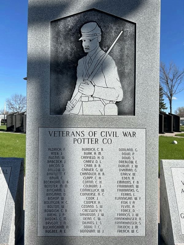 Potter County, South Dakota Civil War Memorial, center stone. Click for full size. Potter County, South Dakota Civil War Memorial, center stone image. Click for full size.