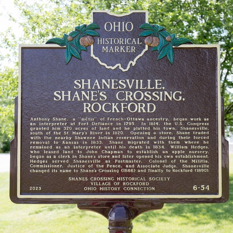 Shanesville, Shane�s Crossing, Rockford side of marker image. Click for full size.