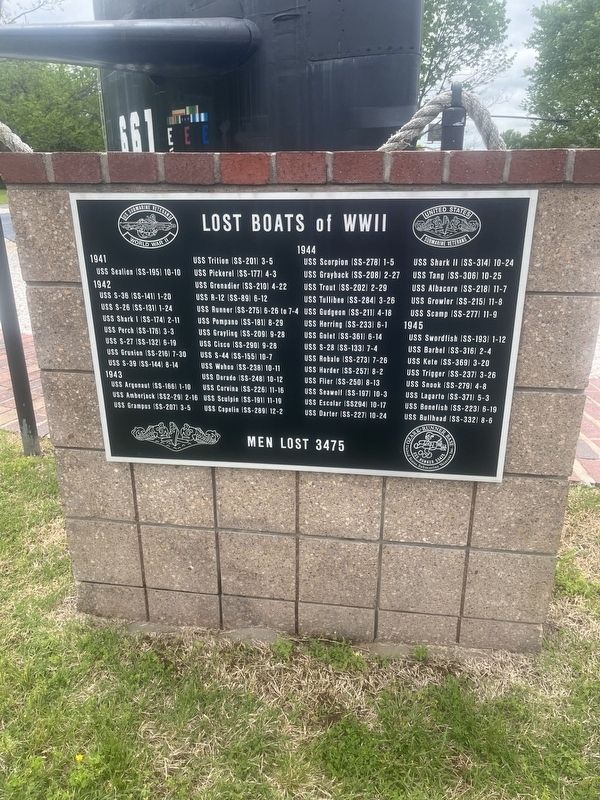 Lost Boats of WWII Marker. Click for full size. Lost Boats of WWII Marker image. Click for full size.