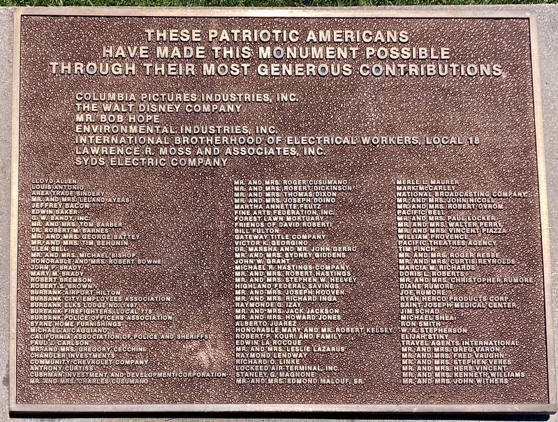 Burbank Veterans Memorial Marker. Click for full size. Burbank Veterans Memorial Marker image. Click for full size.