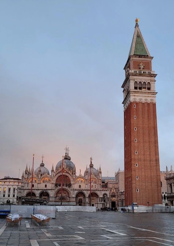 The view of St. Mark's Basilica and Bell-Tower from St. Mark's Piazza image. Click for full size.