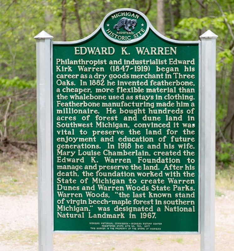 Edward K. Warren side of marker image. Click for full size.