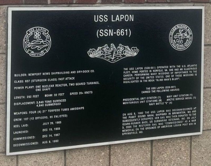USS Lapon Marker. Click for full size. USS Lapon Marker image. Click for full size.