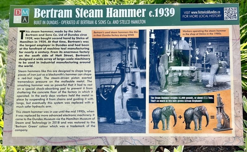 Bertram Steam Hammer c. 1939 Marker. Click for full size. Bertram Steam Hammer c. 1939 Marker image. Click for full size.