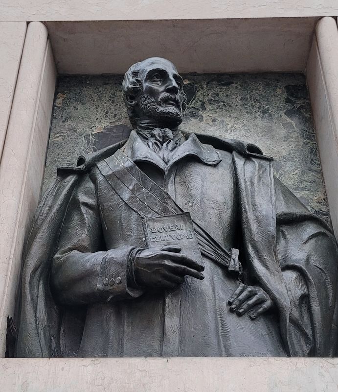 Closeup of the Giuseppe Mazzini relief image. Click for full size.