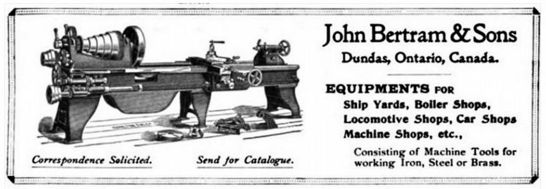 Advertisement for John Bertram & Sons Foundry image. Click for full size.