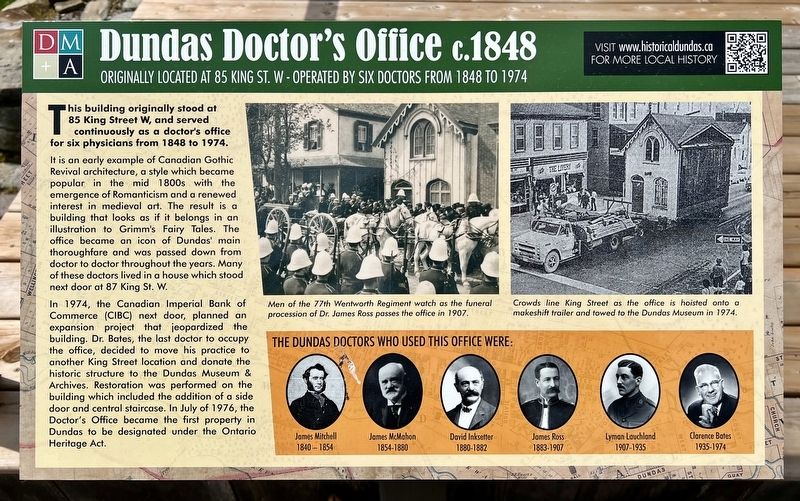 Dundas Doctor's Office c.1848 Marker image. Click for full size.