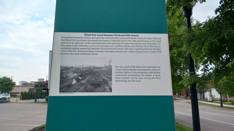Miami Erie Canal between Third and Fifth Streets Marker. Click for full size. Miami Erie Canal between Third and Fifth Streets Marker image. Click for full size.