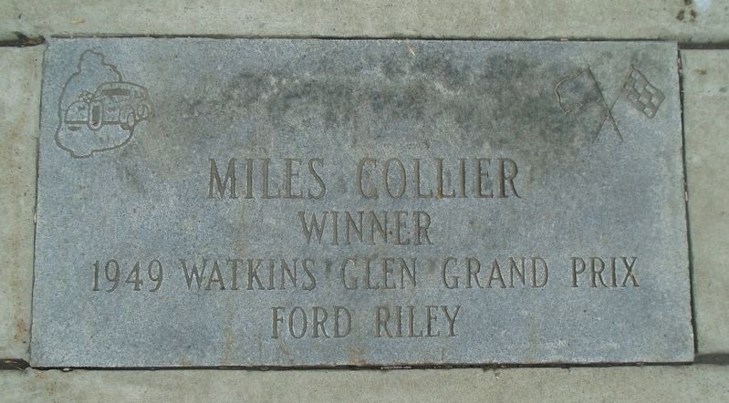 Watkins Glen Grand Prix Drivers Walk of Fame Collier Marker image. Click for full size.