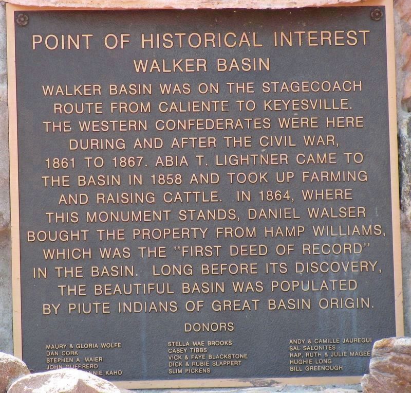 Walker Basin Marker. Click for full size. Walker Basin Marker image. Click for full size.