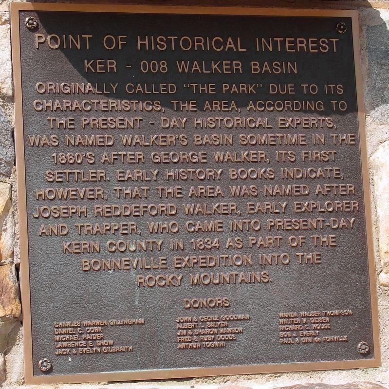 Walker Basin Marker. Click for full size. Walker Basin Marker image. Click for full size.
