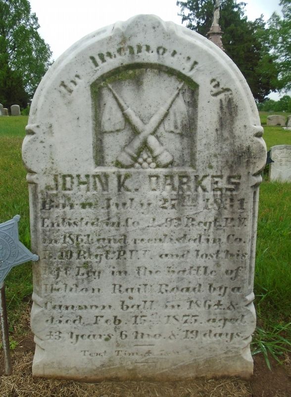 John K. Darkes Marker. Click for full size. John K. Darkes Marker image. Click for full size.