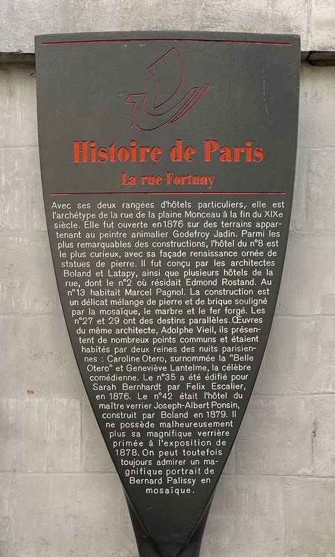 La rue Fortuny Marker. Click for full size. La rue Fortuny Marker image. Click for full size.