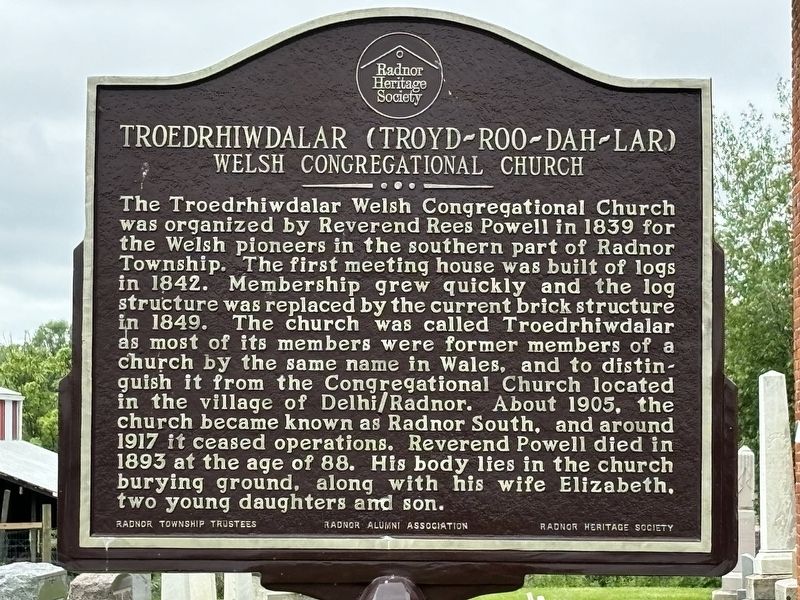 Troedrhiwdalar Welsh Congregational Church Marker image. Click for full size.