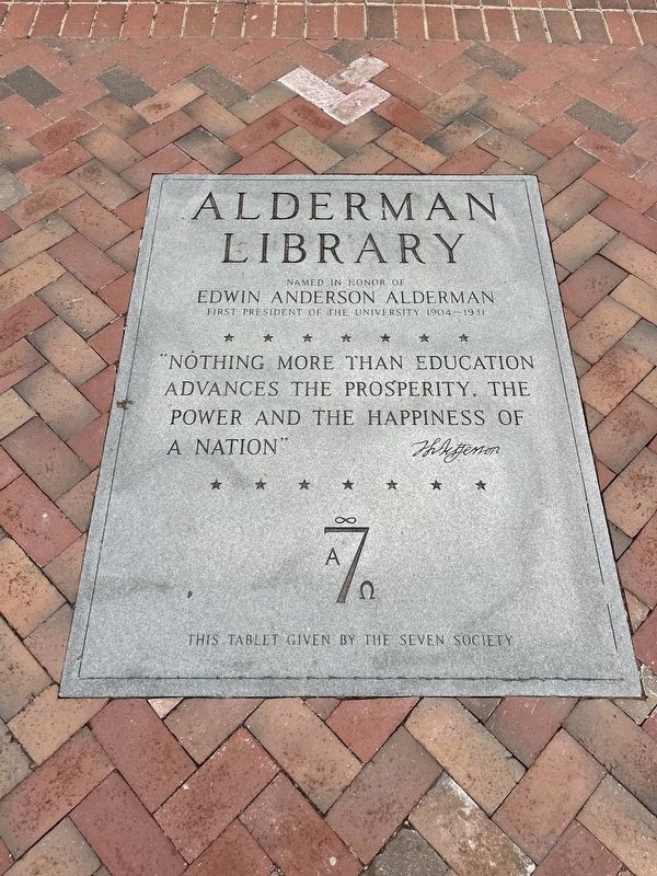 Alderman Library Marker image. Click for full size.