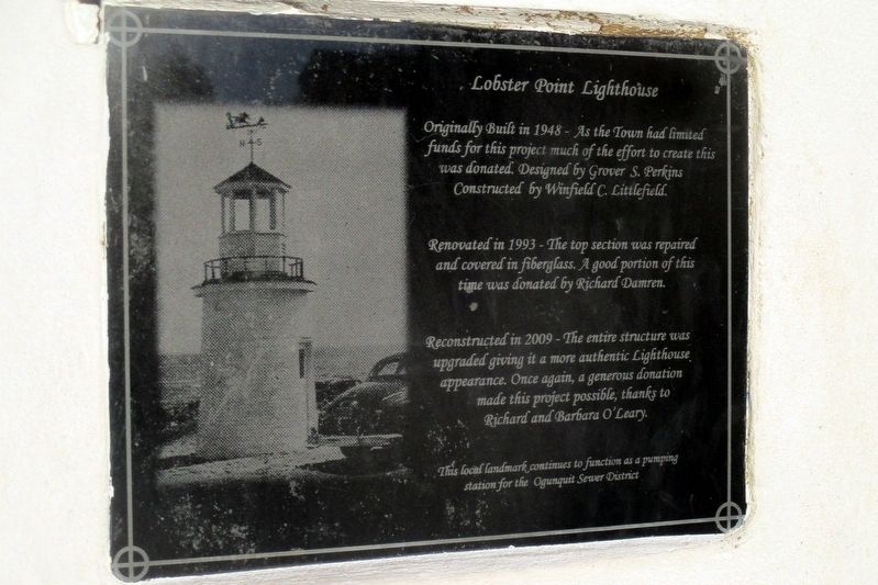 Lobster Point Lighthouse Marker. Click for full size. Lobster Point Lighthouse Marker image. Click for full size.